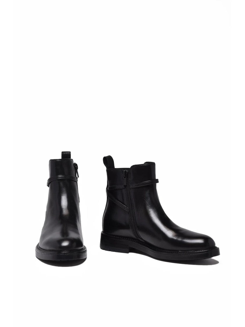Karl Lagerfeld Black Leather Zip Ankle Boots