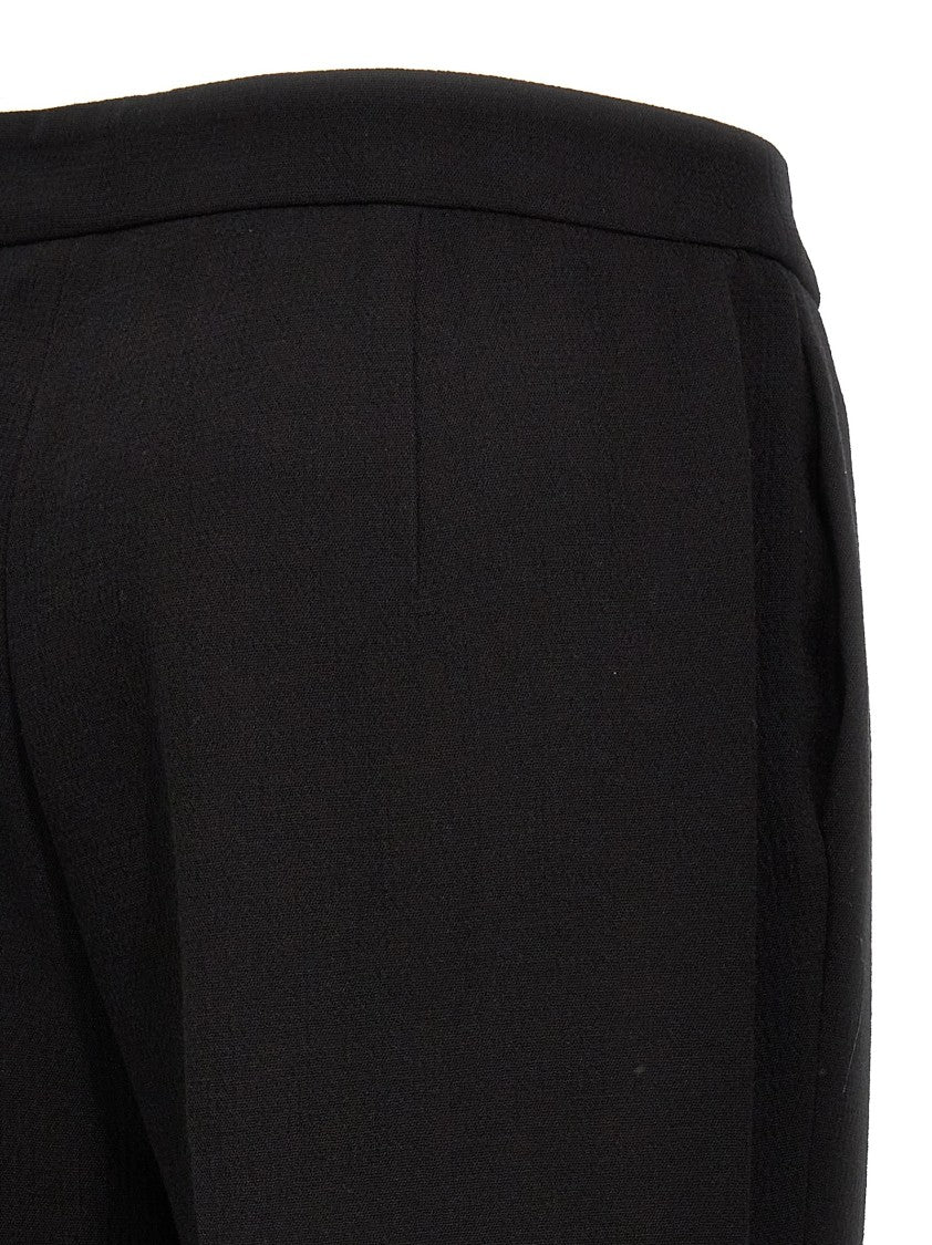Moschino Wide-Leg Wool Blend Crepe Pants With Central Pleat