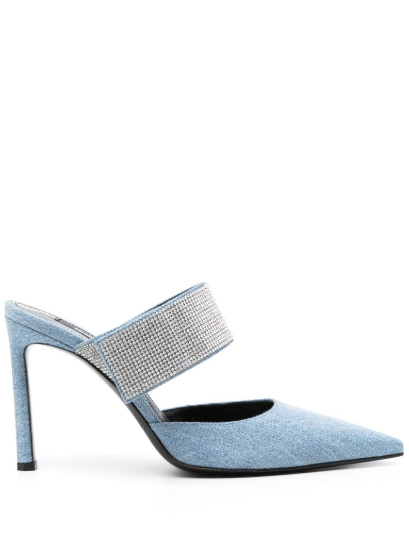 Sergio Rossi Rhinestone-Embellished Pointed Toe Sandals