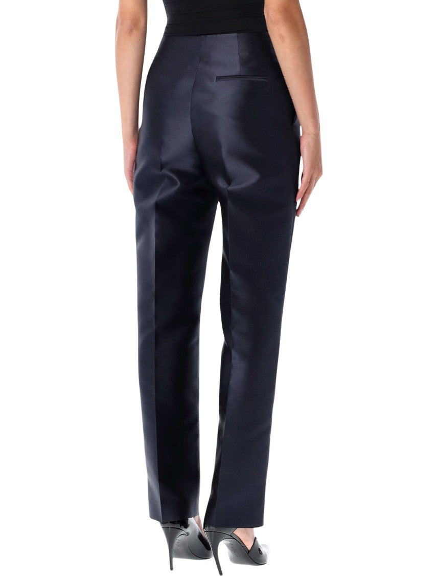 Alberta Ferretti Silk Organza High-Rise Straight Pants