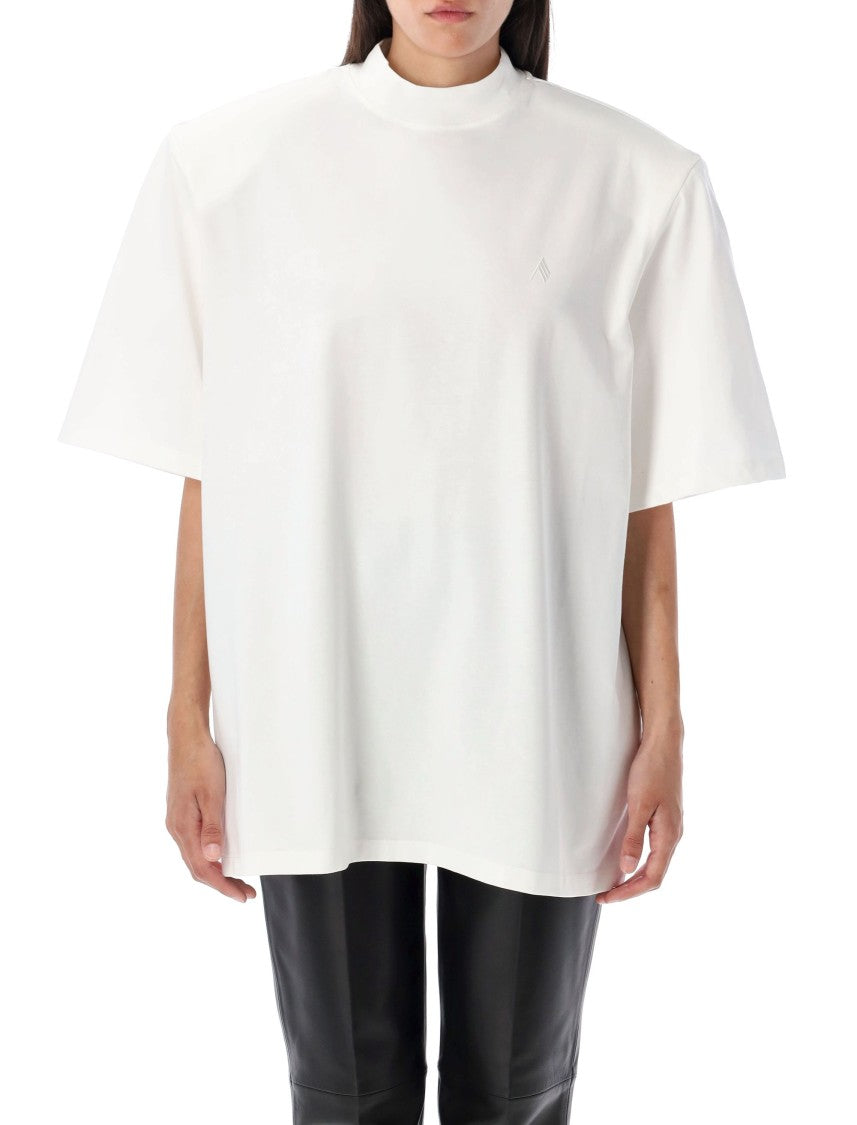 The Attico Loose-Fit Off-White Cotton T-Shirt With Ribbed Collar