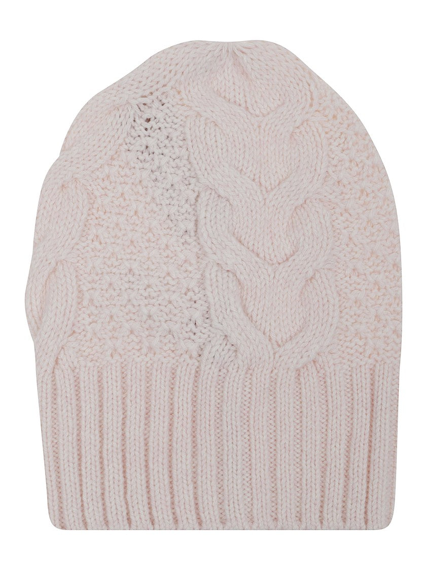 Ermanno Scervino Cable Knit Hat With Ribbed Edges