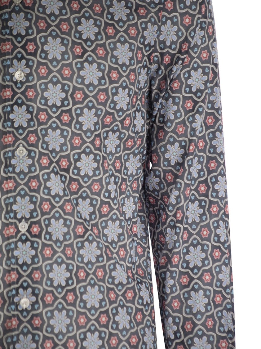 Fedeli Printed Stretch Cotton Voile Shirt