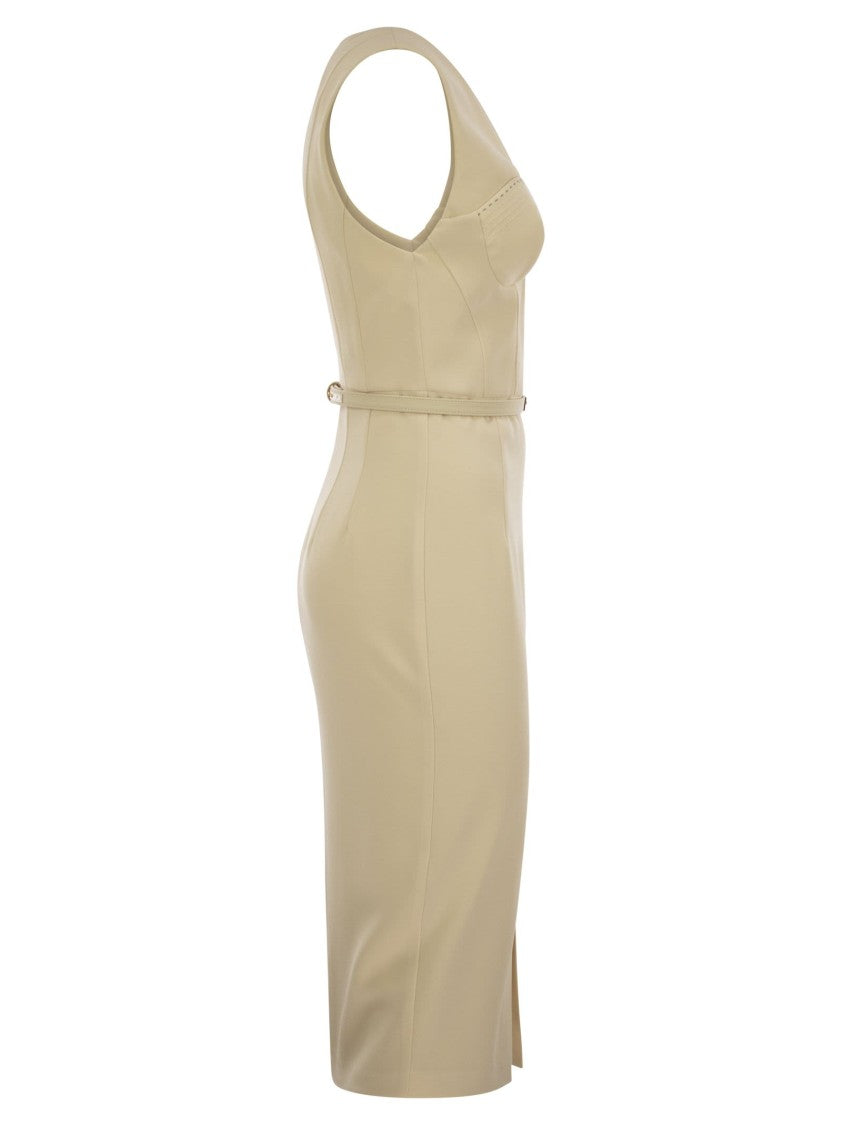 Elisabetta Franchi Crepe Bustier Dress With Contrasting Topstitching