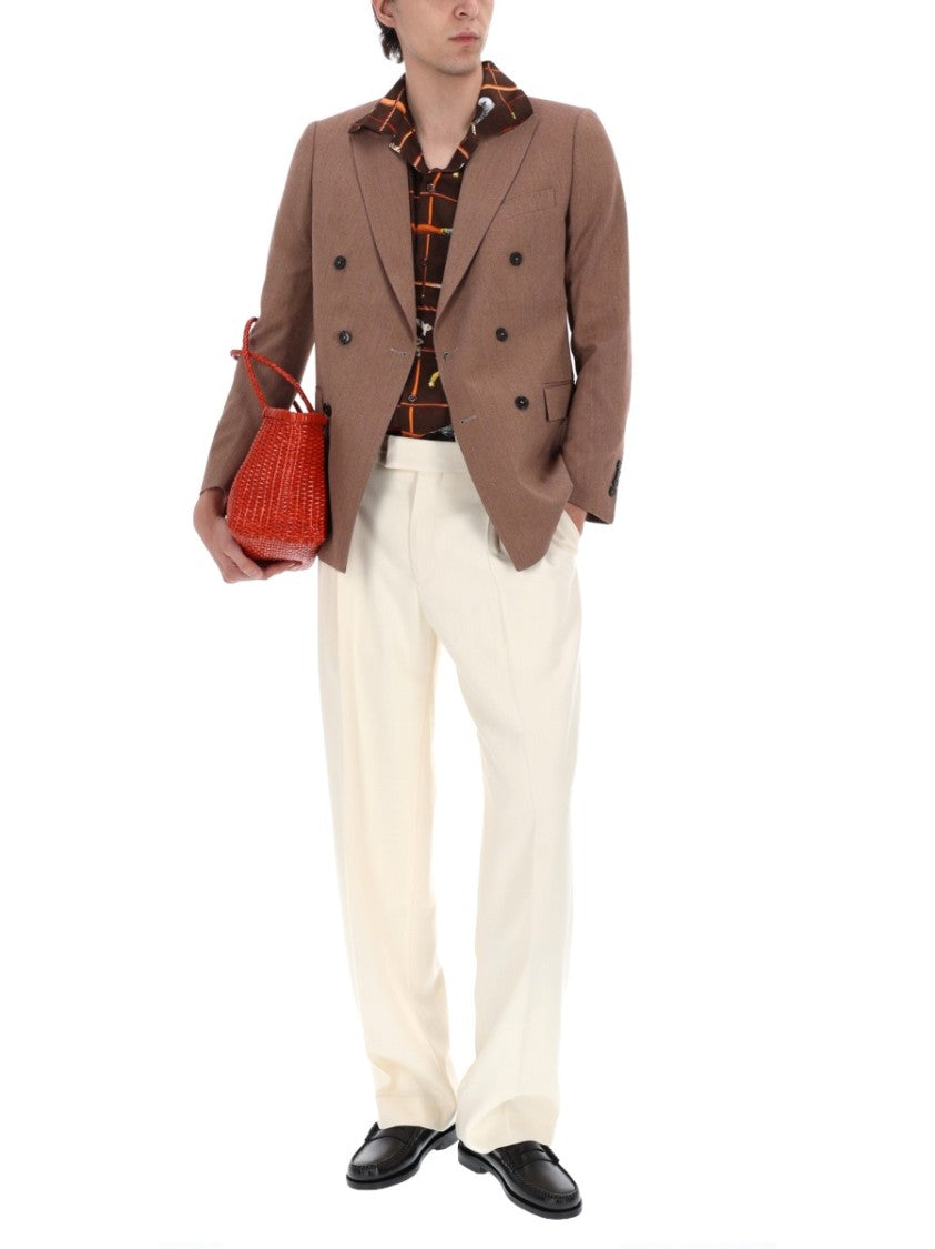 Drôle De Monsieur Double-Breasted Blazer Smooth Texture
