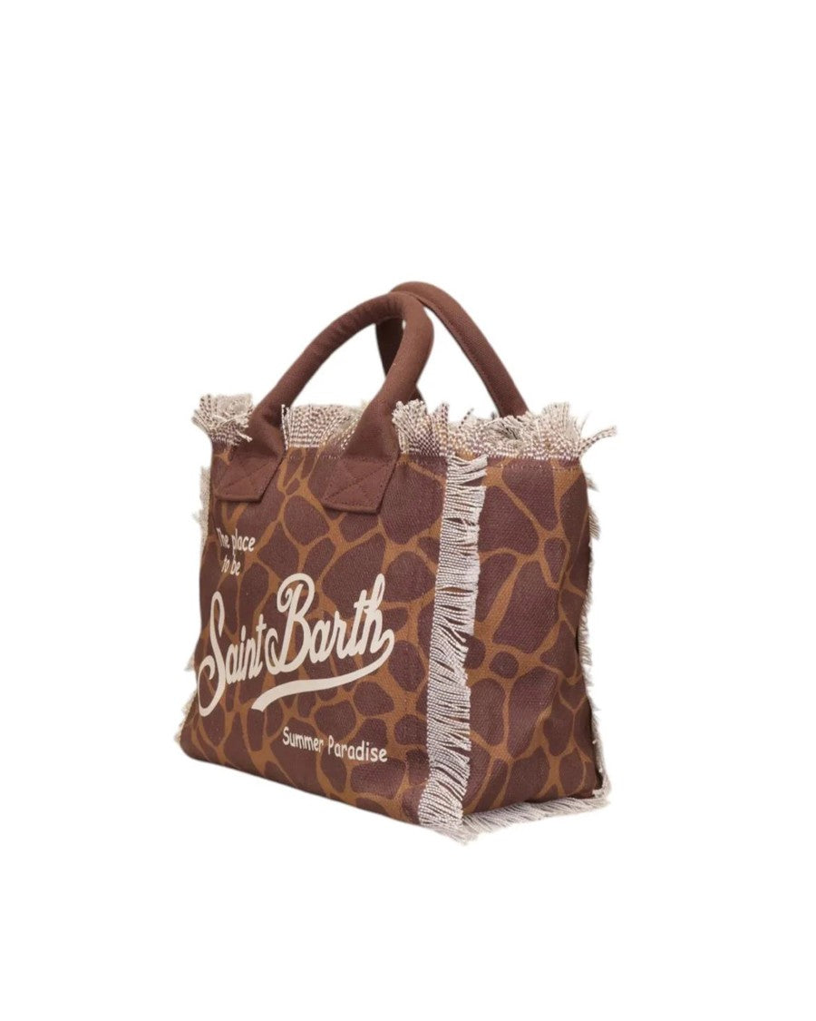 Mc2 Saint Barth Colette Canvas Tote Bag With Giraffe Skin Design