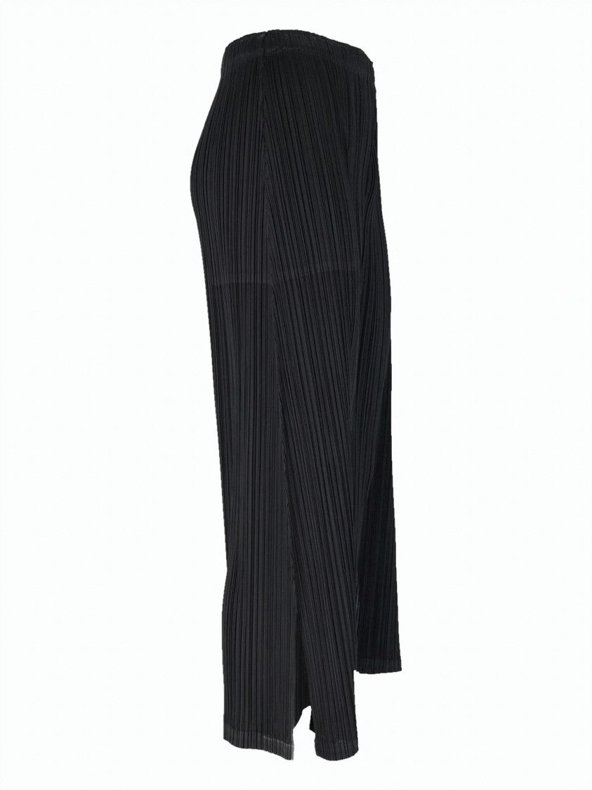 Pleats Please Cropped Straight Pants With Pleated Texture And Subtle Sheen