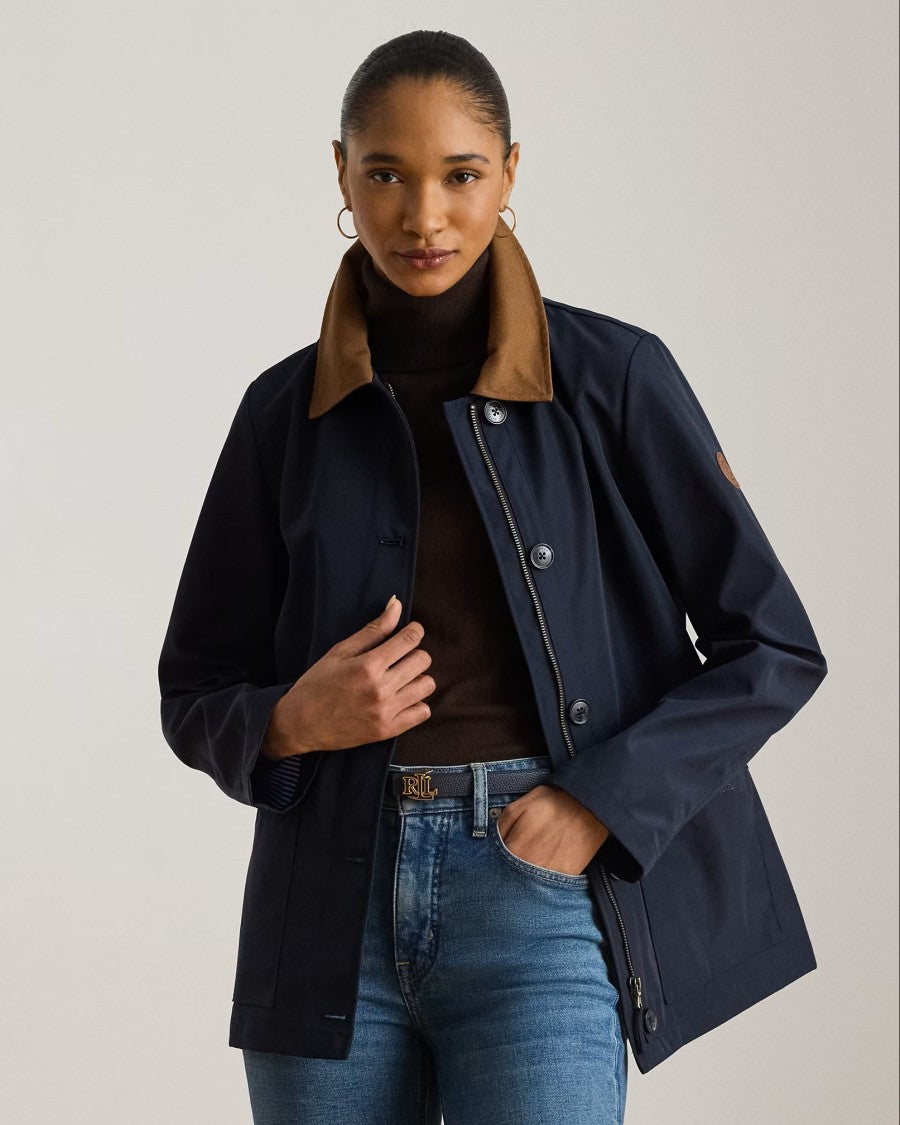 Lauren Ralph Lauren Navy Blue Bonded Rain Unlined Coat