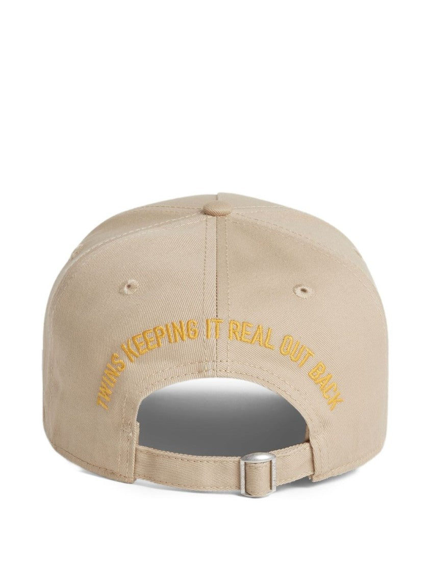Dsquared2 Beige Structured Cap With Logo Patch