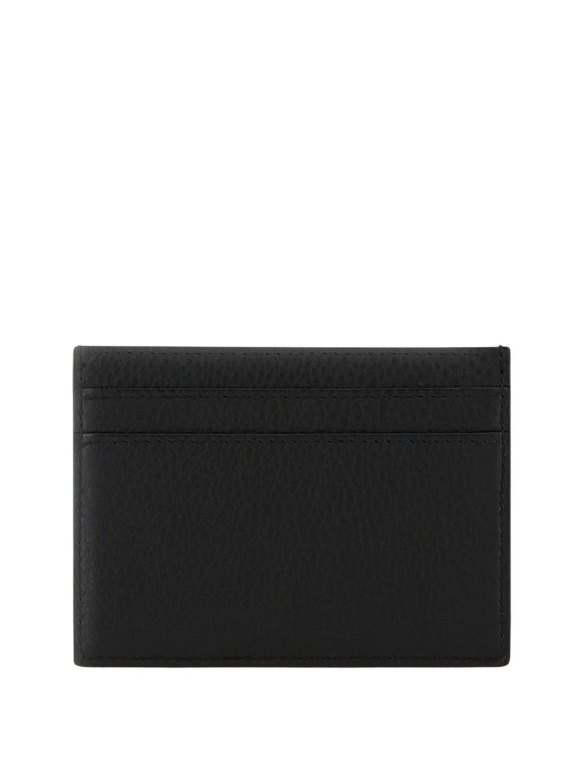 Saint Laurent Textured Calfskin Leather Cardholder With Metallic Logo