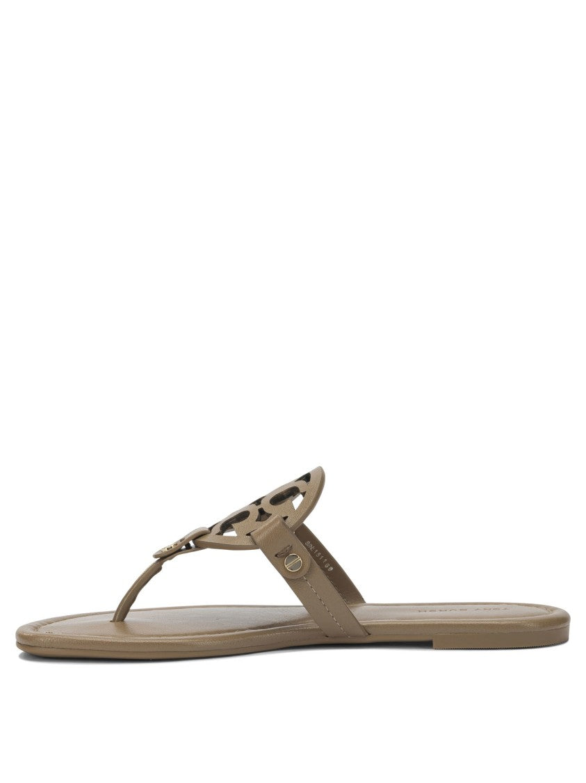 Tory Burch Cut-Out Pattern Sandals With Circular Emblem