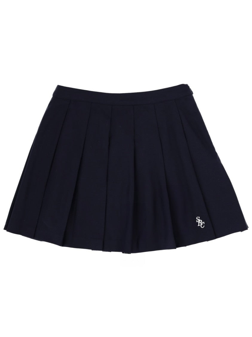 Sporty And Rich Pleated Wool-Blend Logo Miniskirt