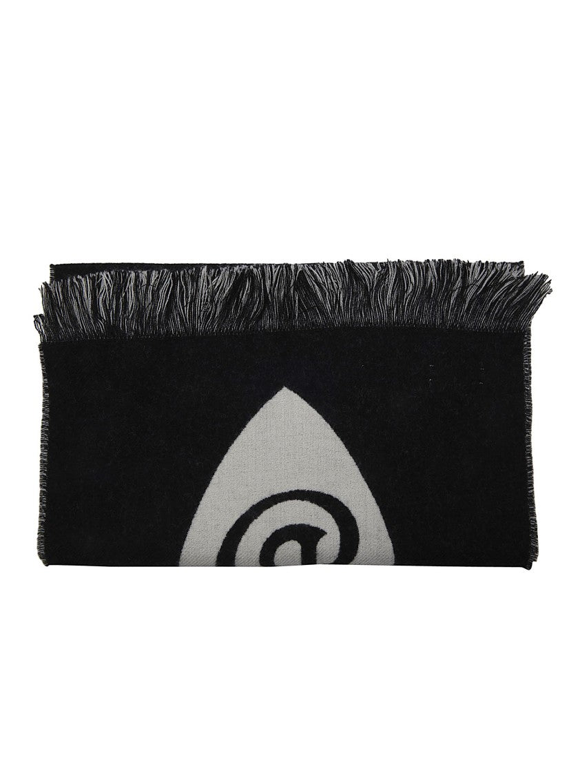 Burberry Fringed Rectangular Wool Scarf With Mini Logo