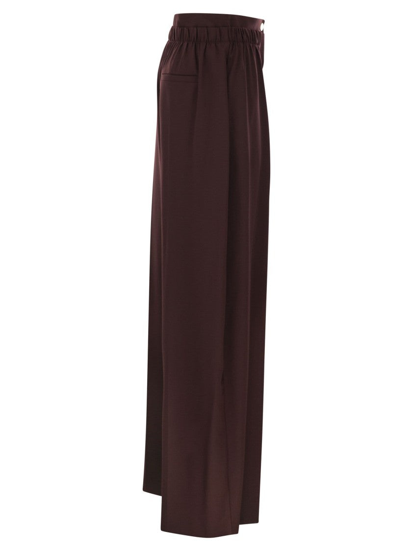 Sportmax Wide-Leg Stretch Wool Trousers With Double Belt Detail