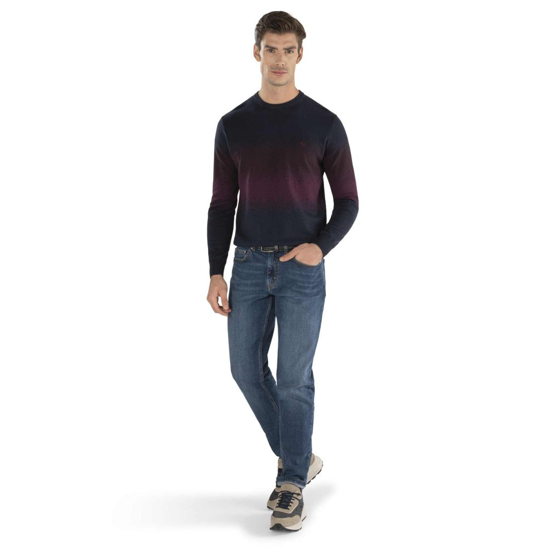 Harmont & Blaine Gradient Knit Sweater With Embroidered Logo