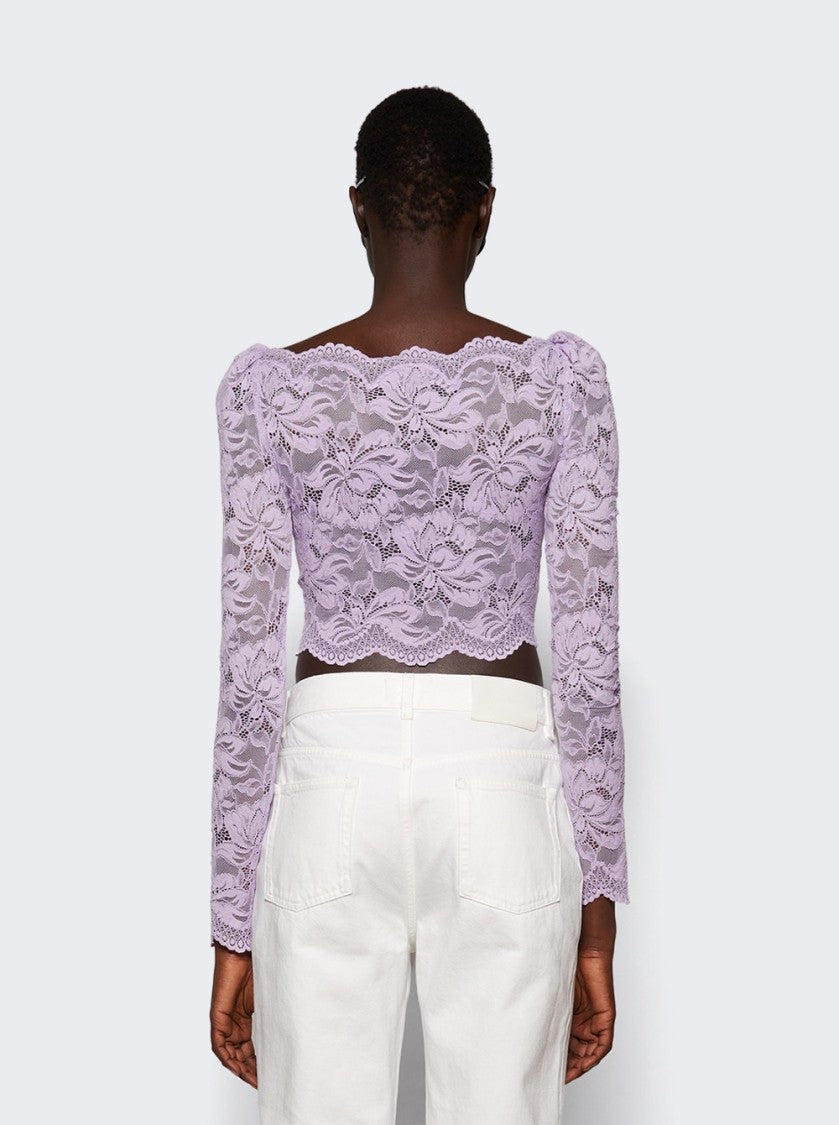 Rabanne Lace Long Sleeve Crop Top French Lavender