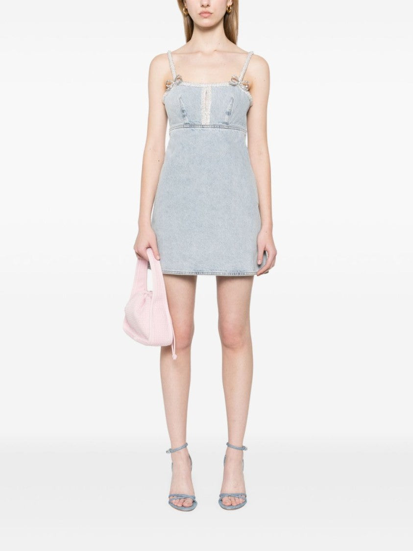 Self-Portrait Denim Mini Dress With Pearl