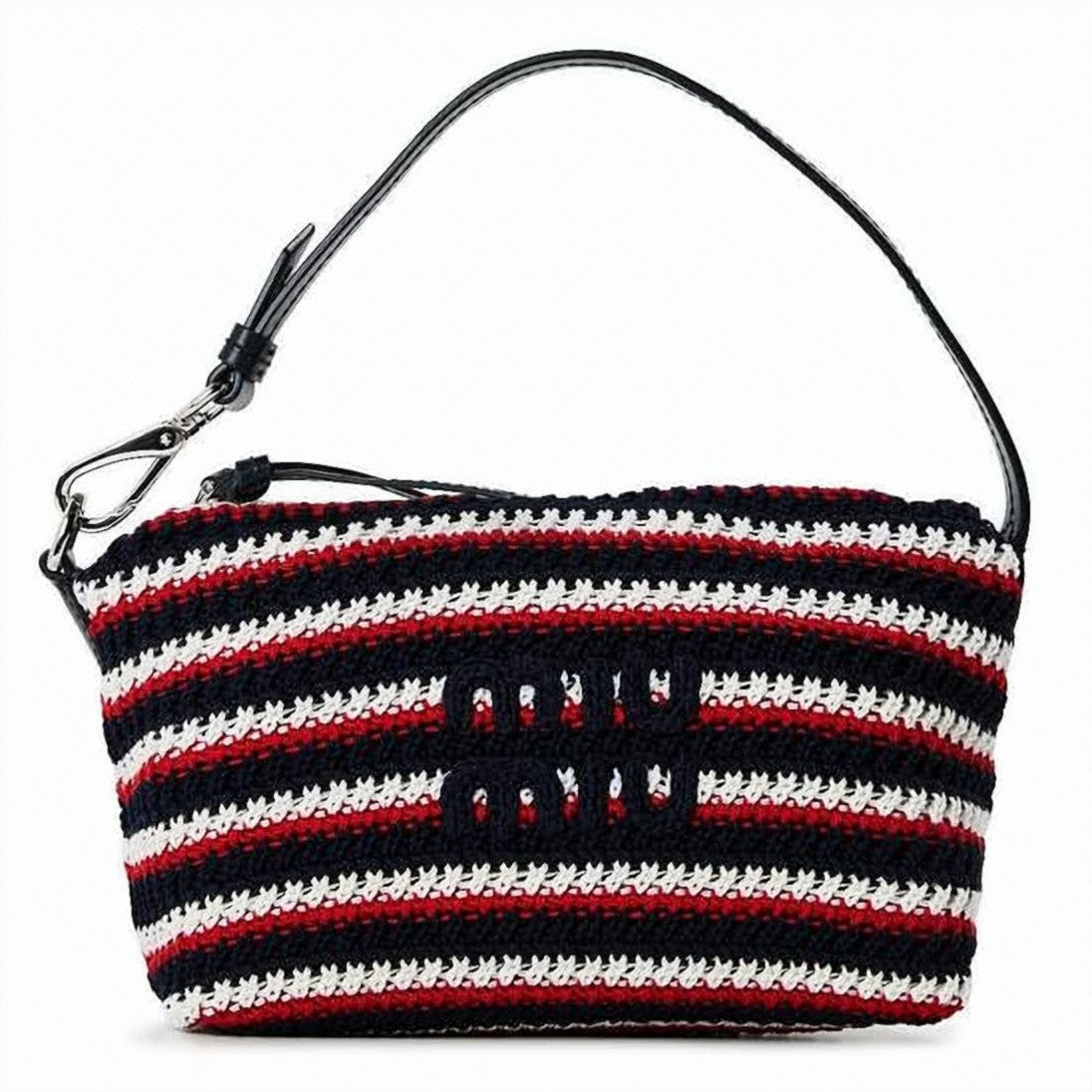 Miu Miu Structured Crochet Tote Bag With Leather Handle