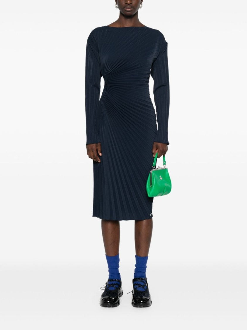 Kenzo Midnight Blue Fully Pleated Pencil Dress