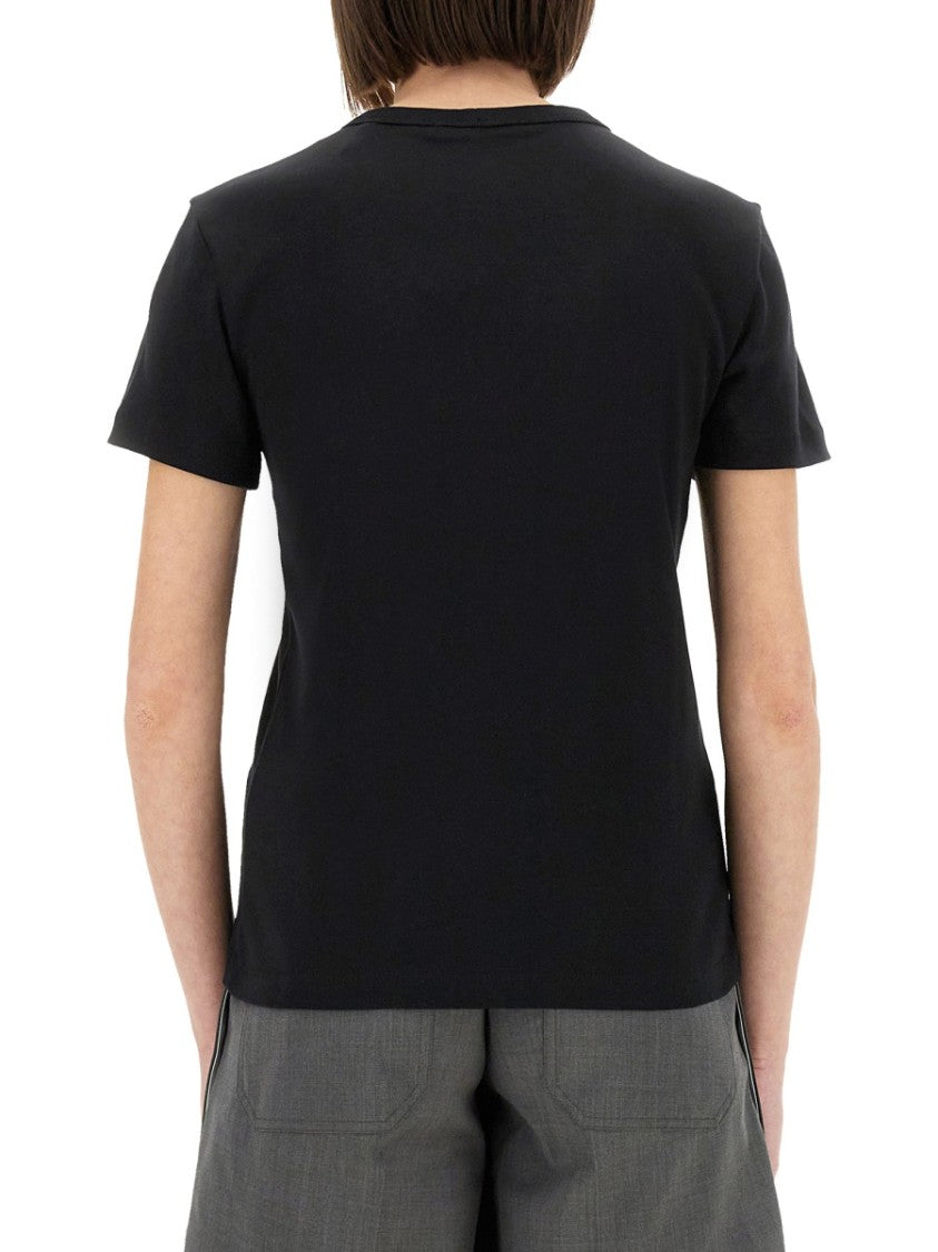 Helmut Lang Fitted Black T-Shirt With Embossed Logo And Timeless Silhouette