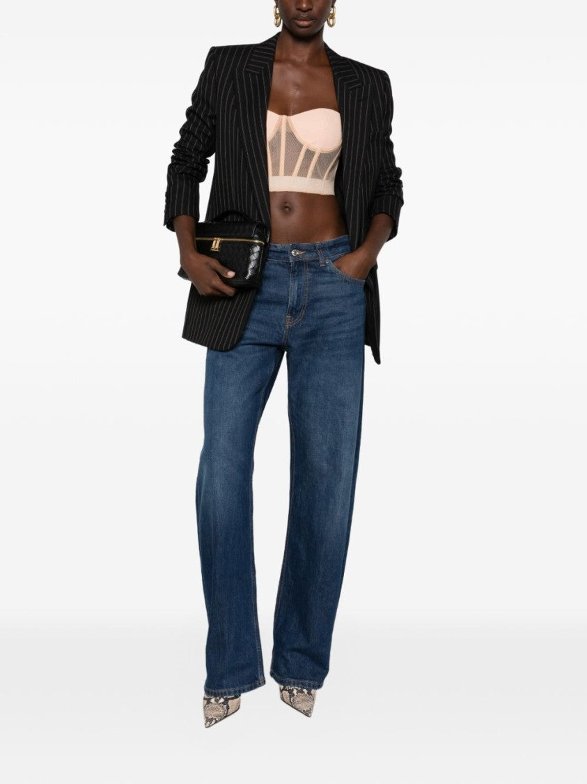 Elisabetta Franchi Structured Bustier Top With Sheer Mesh Panels