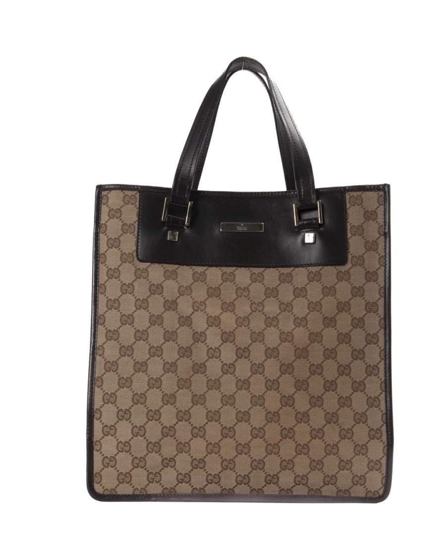 Gucci Gg Supreme Small Vertical Tote In Brown