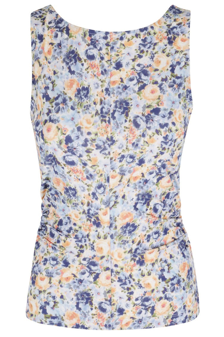 Ulla Johnson Blue Loulou Open-Back Floral-Print Rayon Tank Top