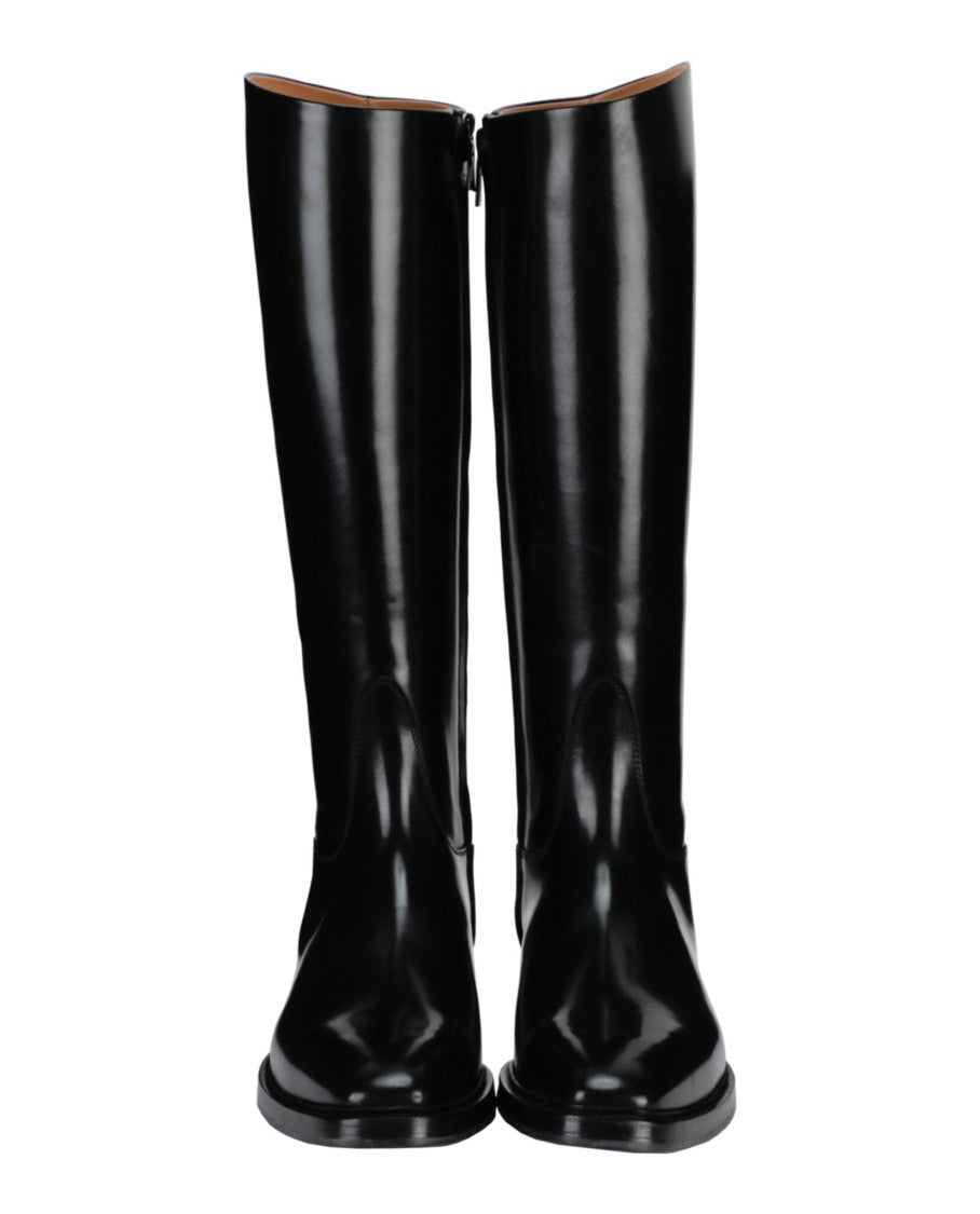 Ferragamo Fluid Leather Riding Boots