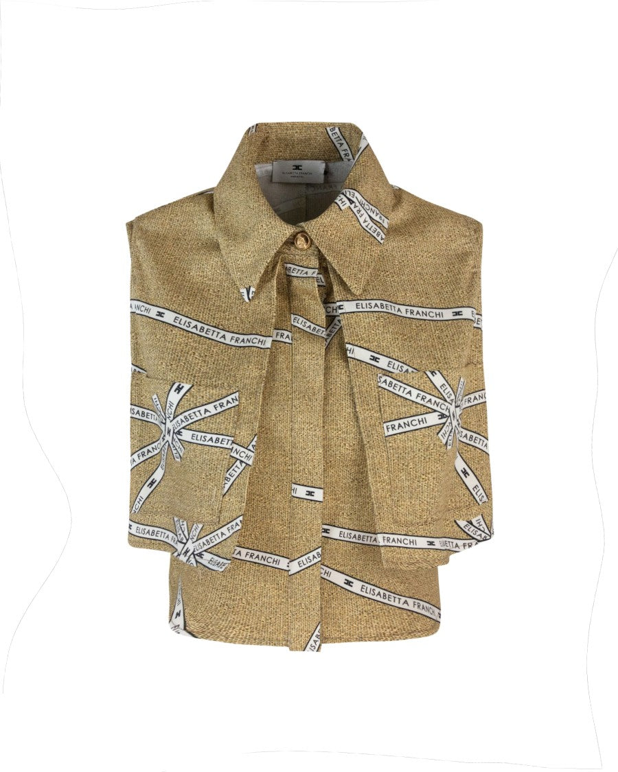 Elisabetta Franchi Raffia And Ribbon Print Shirt