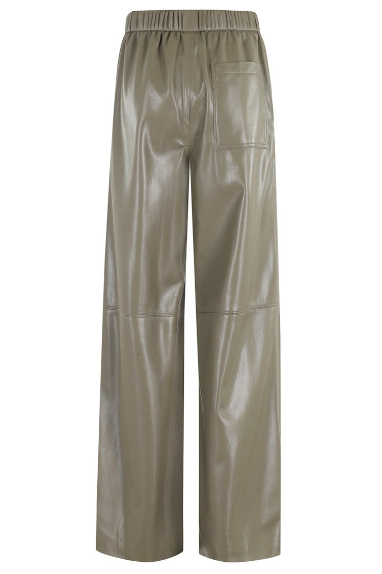 Isabelle Blanche Straight-Leg Green Faux Leather Pants