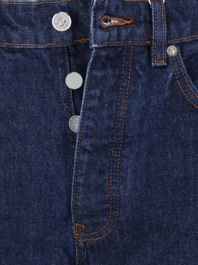 Anine Bing Dark Blue Brie Straight-Leg Cotton Denim Jeans