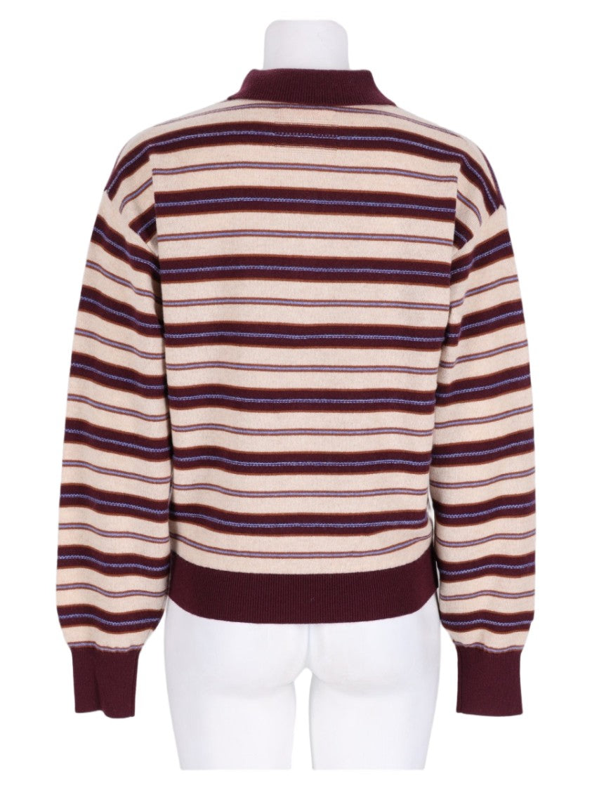 Guest In Residence Multicolor Striped Polo Collar Cashmere Sweater