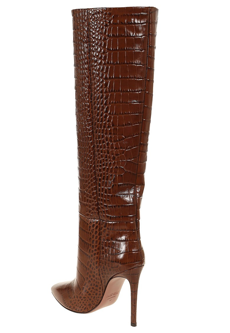Paris Texas Crocodile-Effect Pointed-Toe Stiletto Boots