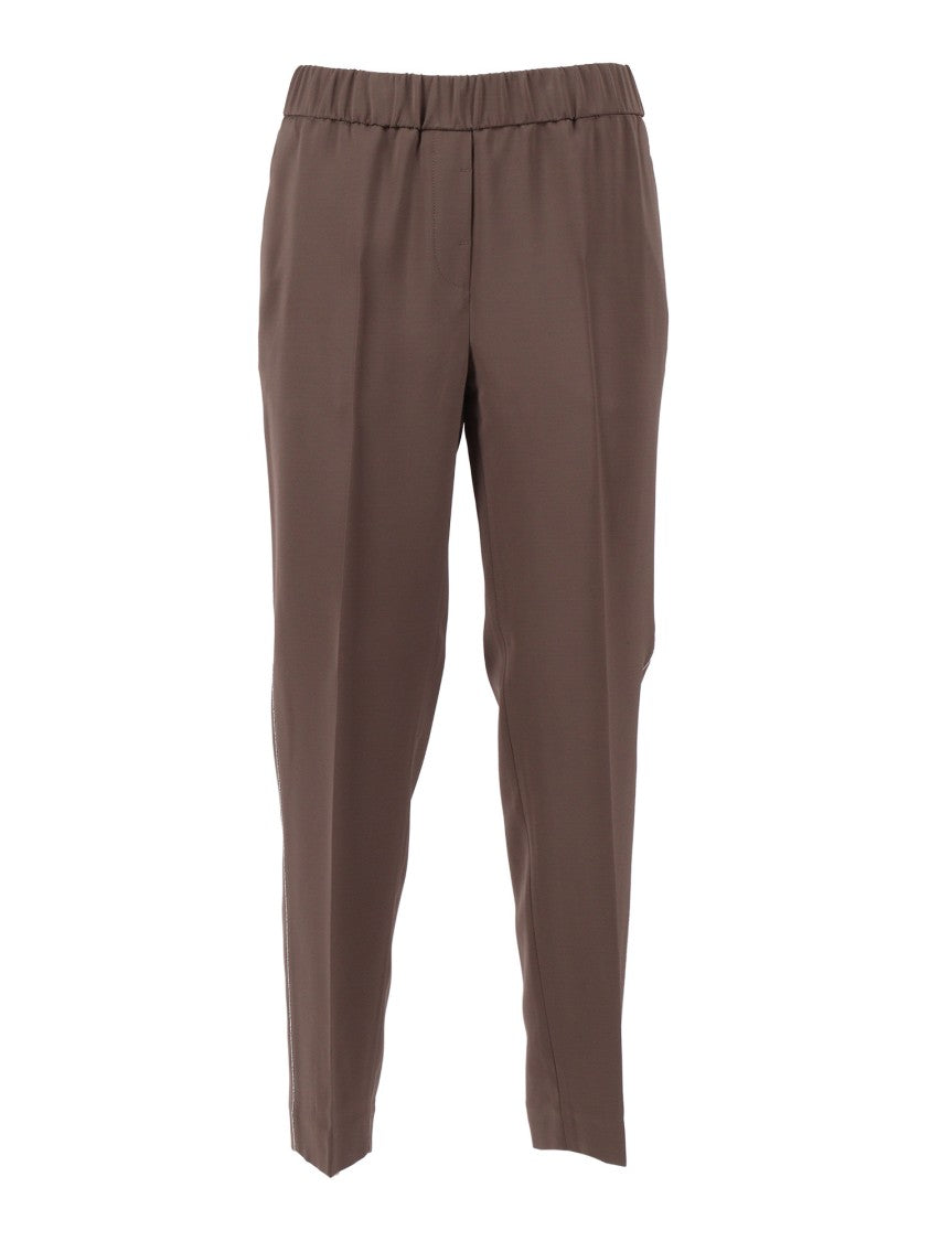 Peserico Brown Seam Straight-Leg Pants