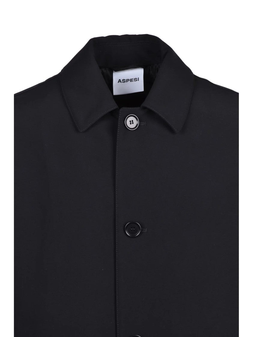 Aspesi Quilted Waterproof Jacket With Button Closure And Classic Collar