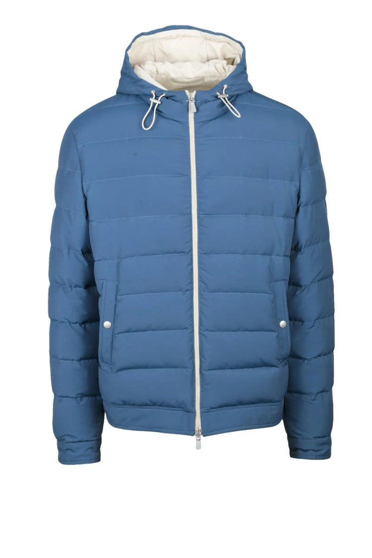 Eleventy Wool Blend Down Jacket - Blue
