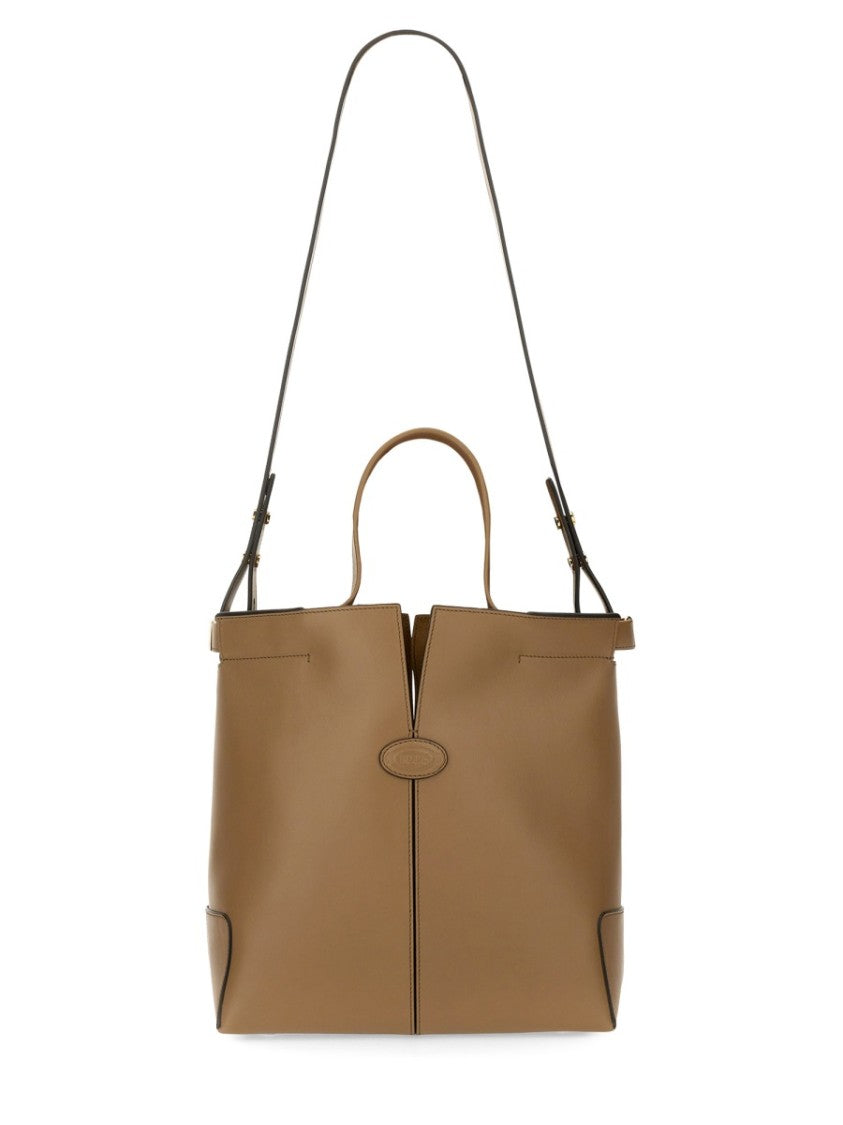 Tod's Structured Brown Calfskin Shoulder Bag