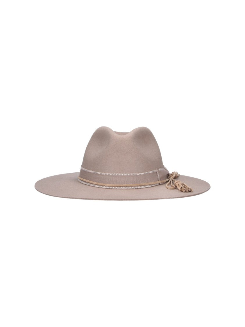 Golden Goose Taupe Leather-Trimmed Wool Fedora