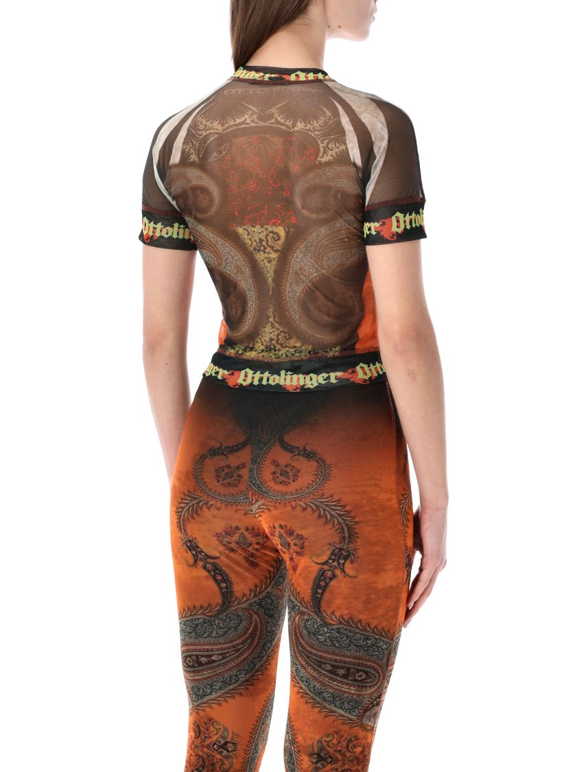 Ottolinger Paisley Print Semi-Transparent Mesh T-Shirt