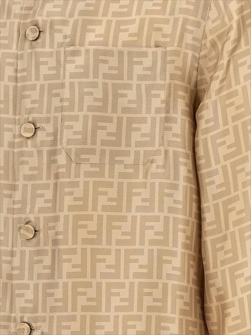 Fendi Tonal Geometric Pattern Silk Shirt