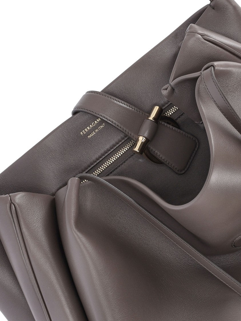 Ferragamo Grey Minimalist Bag With Elegant Structure