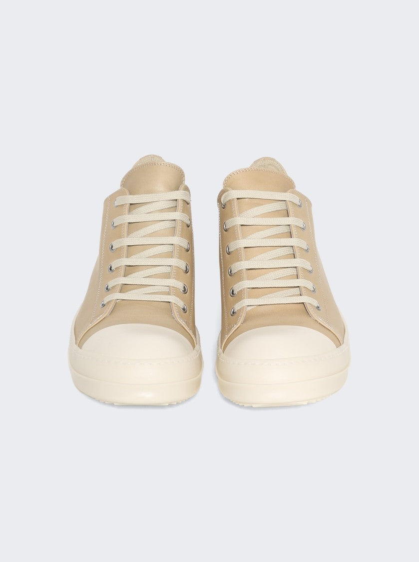 Rick Owens Hollywood Leather Low Sneakers Parchment And Milk