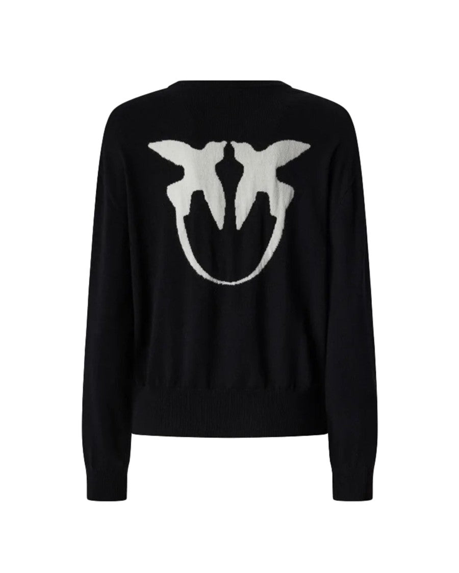 Pinko Sweater With Maxi Love Birds Logo – Black