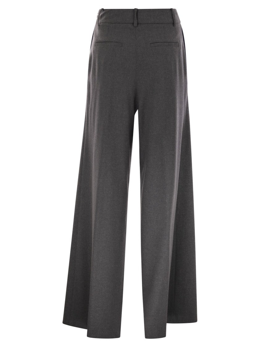Herno Mélange Effect Trousers With Side Zip And Pockets