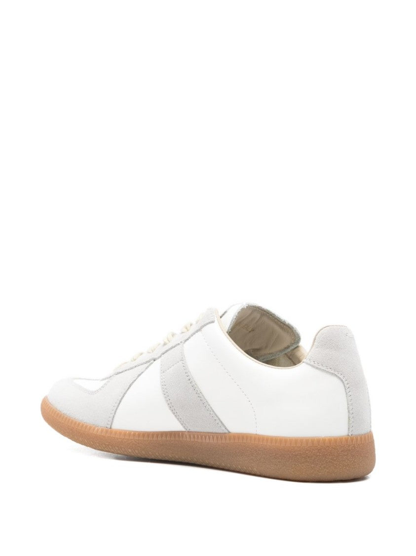 Maison Margiela Low-Top Replica Leather Sneakers With Contrasting Suede Panels
