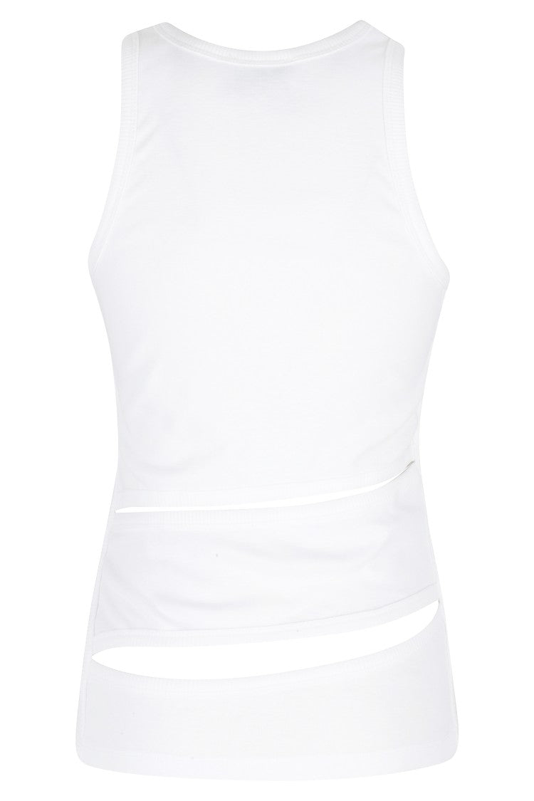 Coperni White Spiral Asymmetrical Cut-Out Cotton Tank Top