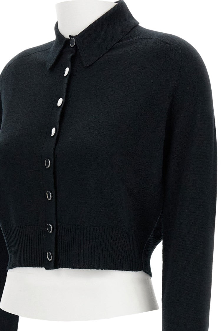 Sportmax Cropped Black Wool Sweater