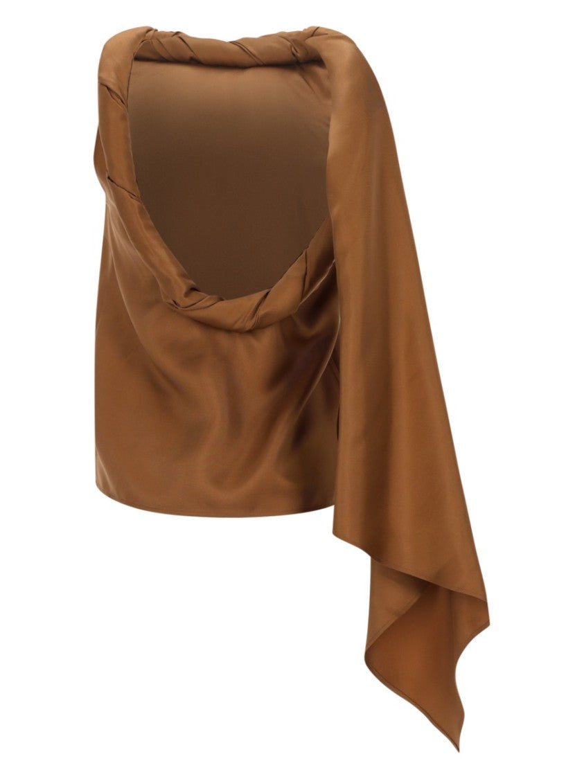 Loulou De Saison Wilma Silk Asymmetrical Twisted Top