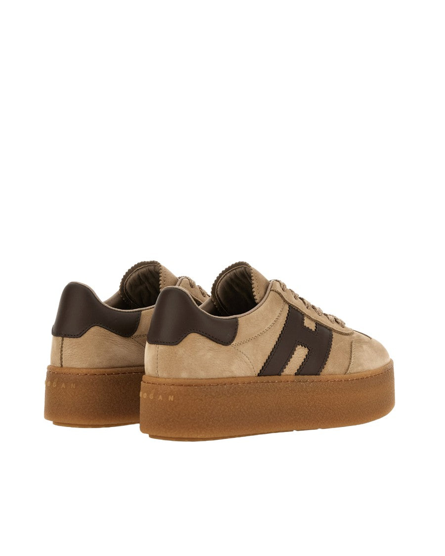 Hogan Beige Cool Nubuck Leather Sneakers