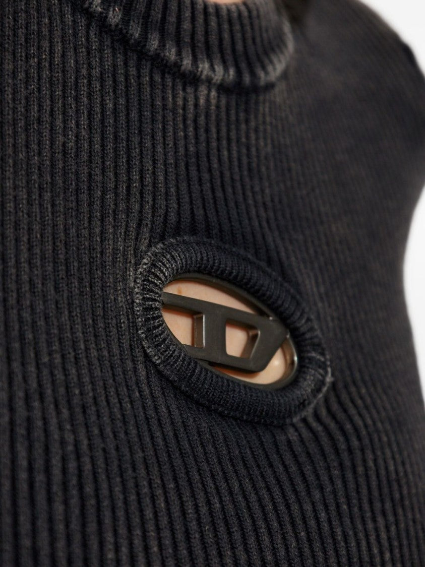 Diesel Black Ribbed Cut-Out Top